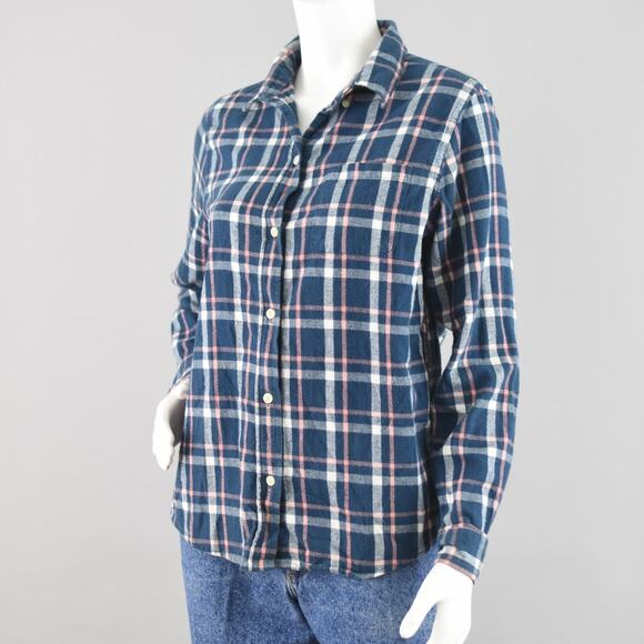 L.L. Bean Blue & Pink Button Down Plaid Flannel Shirt Women's Small - Picture 6 of 9